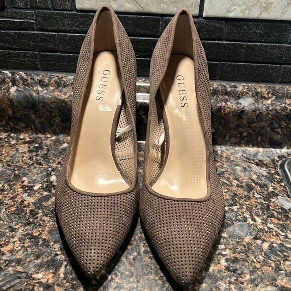 Guess Brown Suede Cutout Pointed Toe Heels Sz 10M - Picture 7 of 14